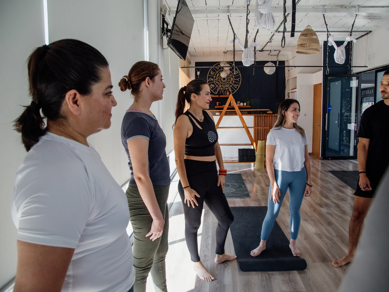 A work team practicing together in their own office
